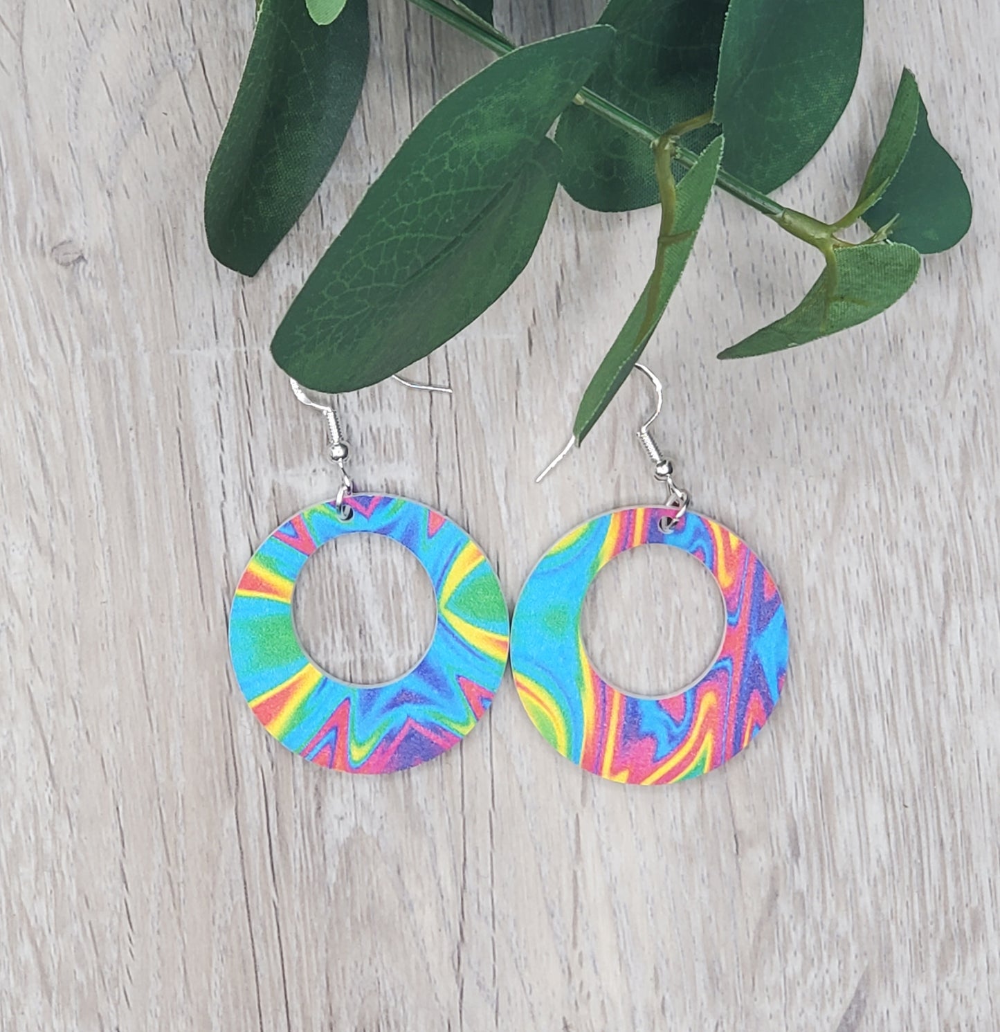 Tie Dye Rainbow Earrings