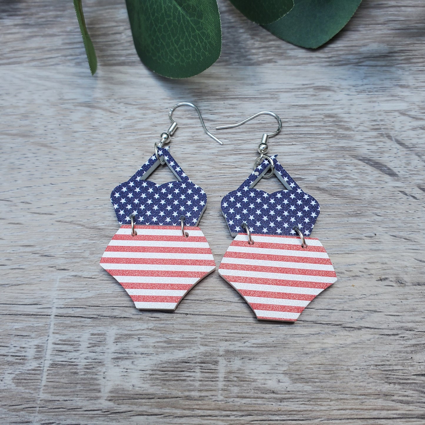 Patriotic Two Piece Bathing Suit Earrings