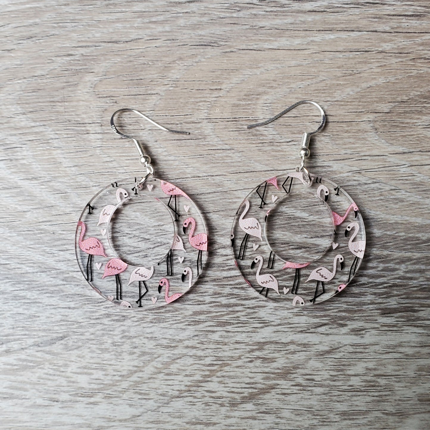 Flamingo Boho Circles Earrings