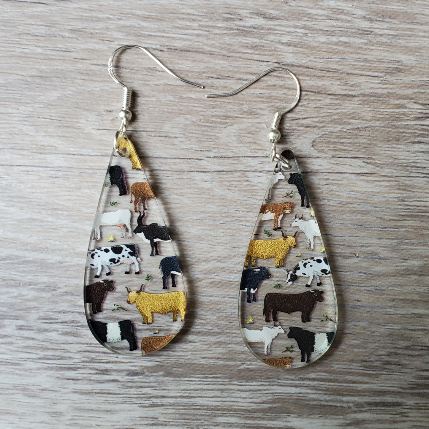 Cow Long Teardrop Earring