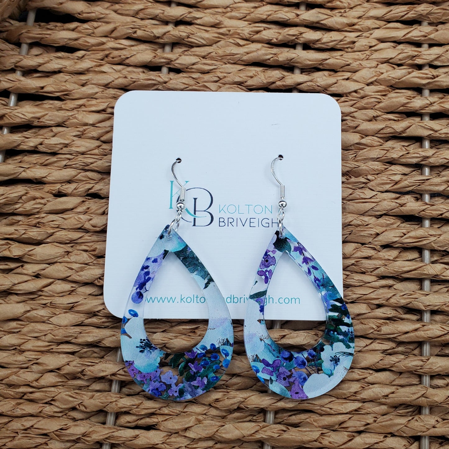 Purple Floral Teardrop Earrings