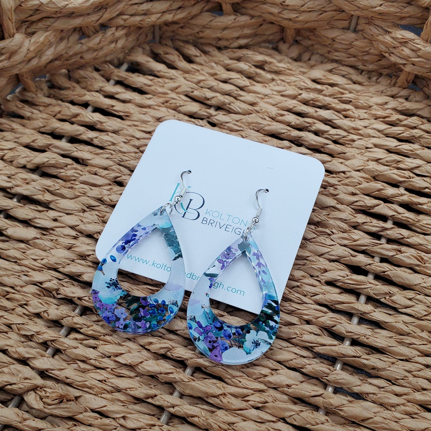 Purple Floral Teardrop Earrings