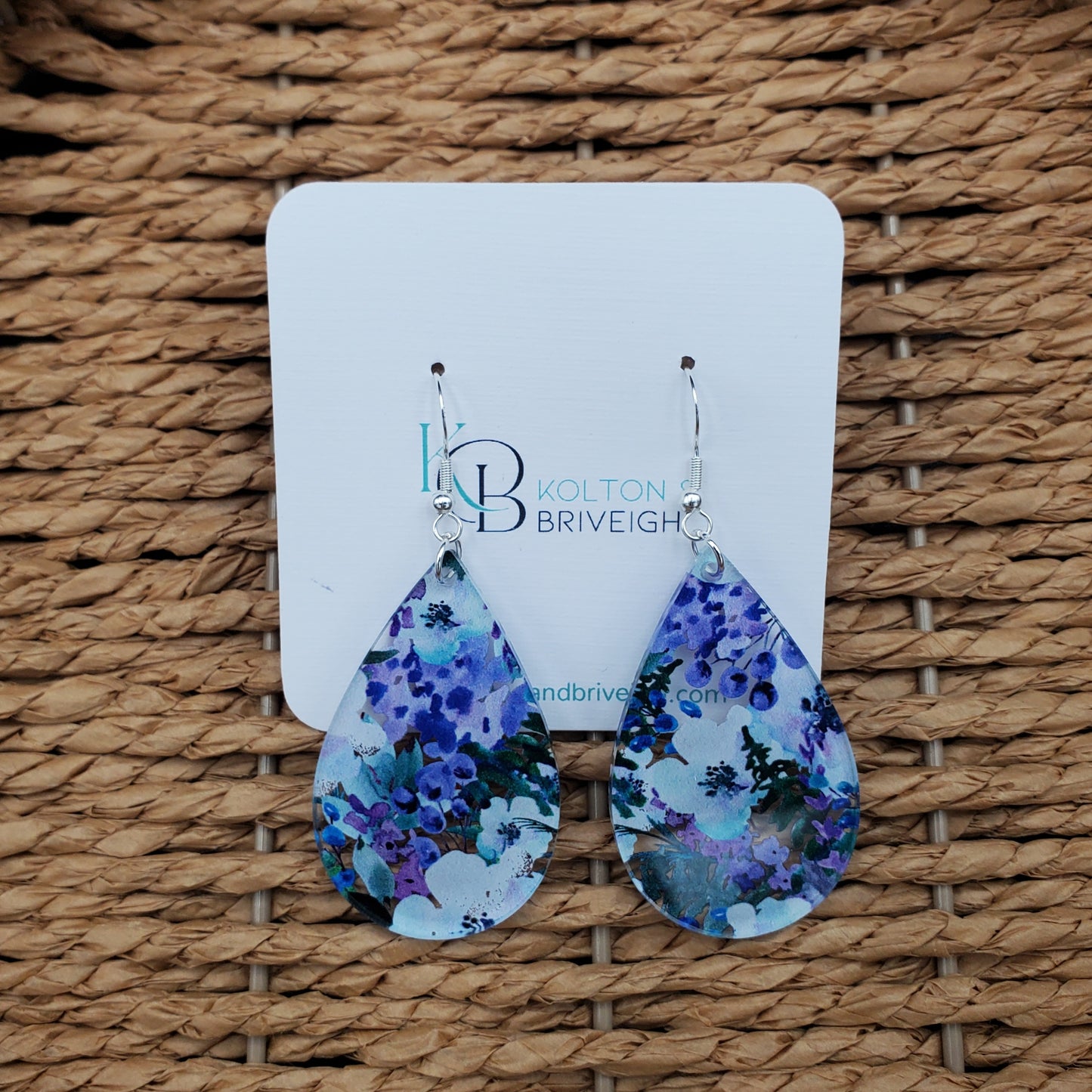 Purple Floral Teardrop Earrings
