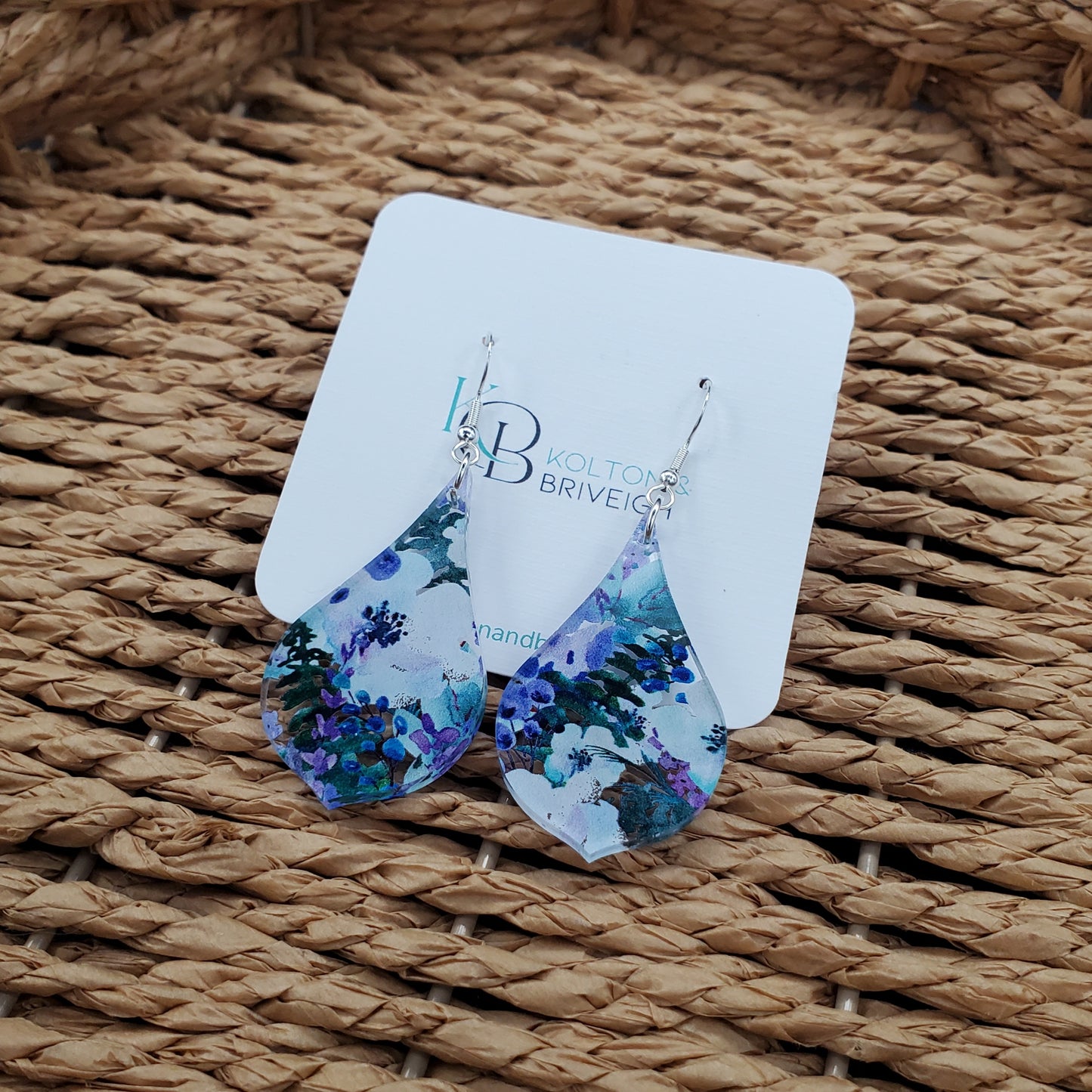 Purple Floral Kite Earrings