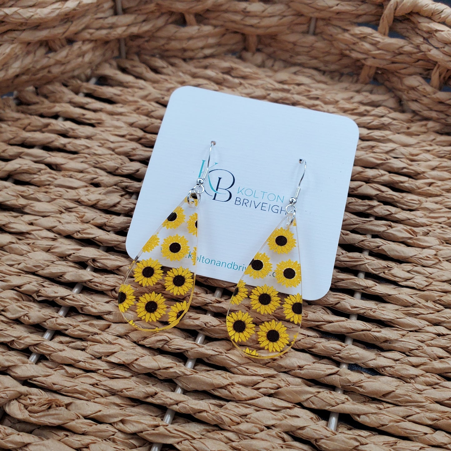 Sunflower Long Teardrop Earrings