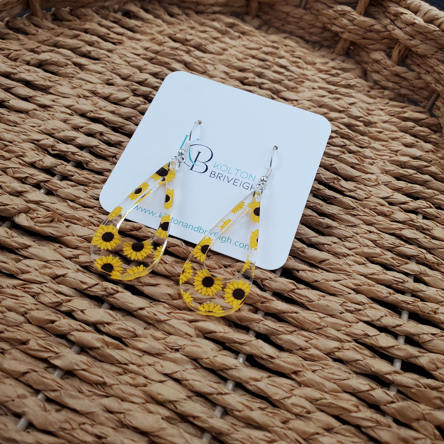 Sunflower Long Teardrop Earrings