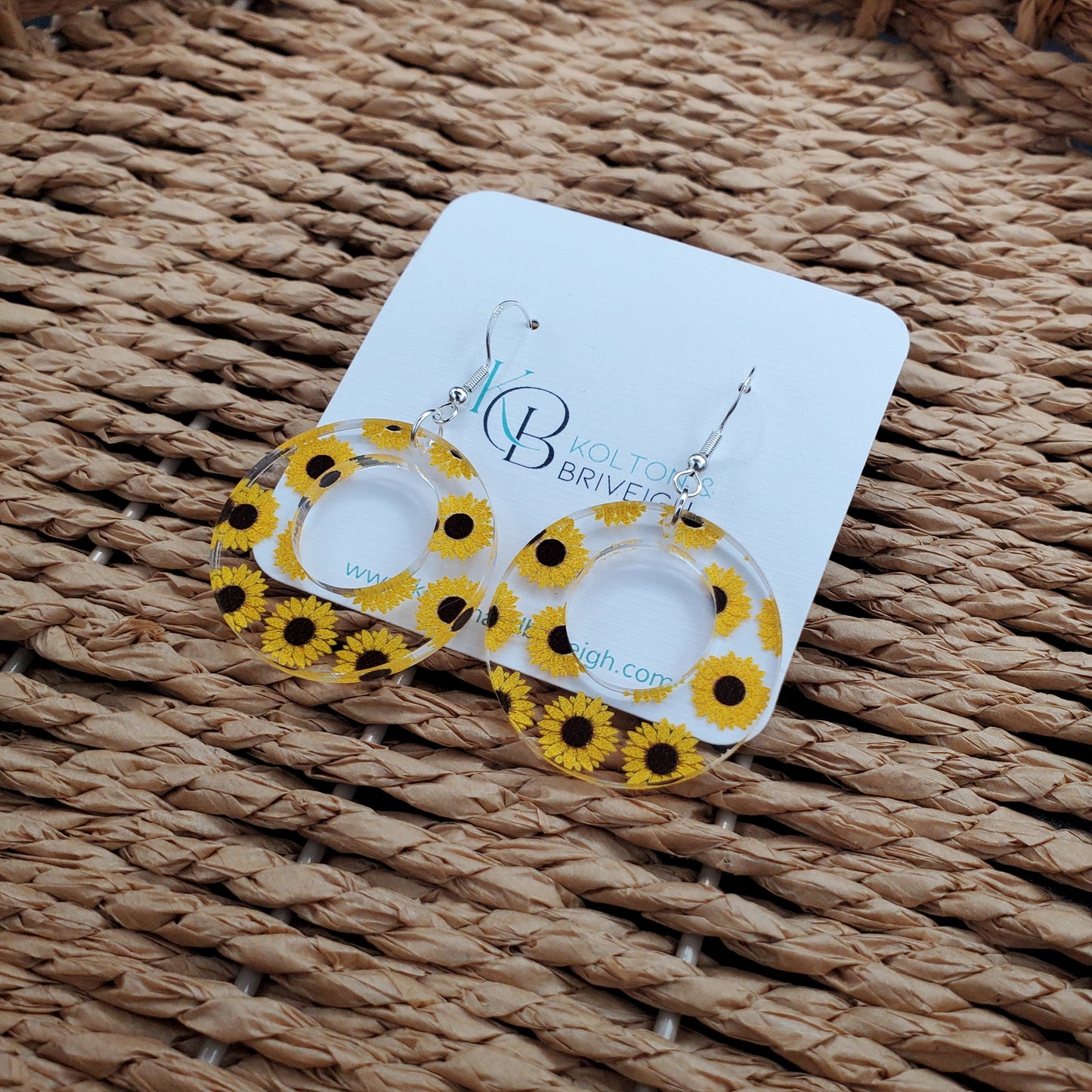 Sunflower Boho Hoop Earrings