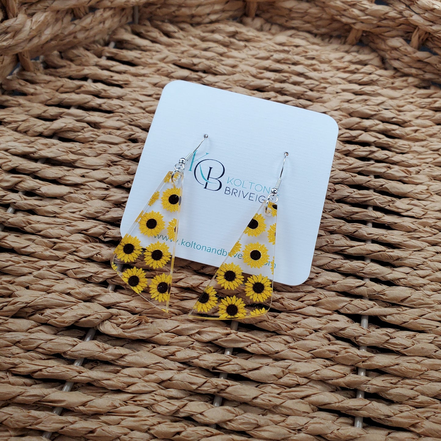 Sunflower Long Triangle Earrings