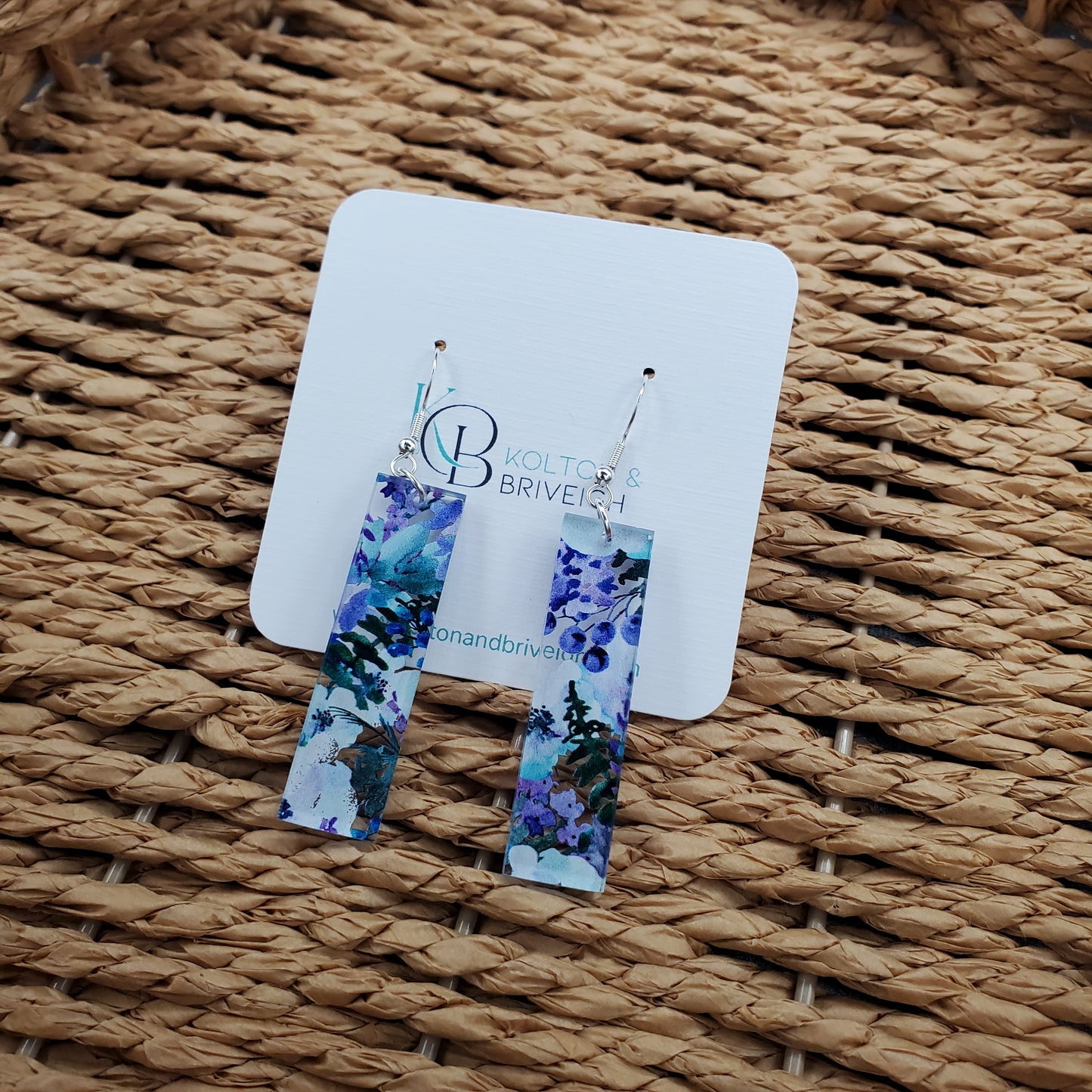 Purple Floral Bar Earrings