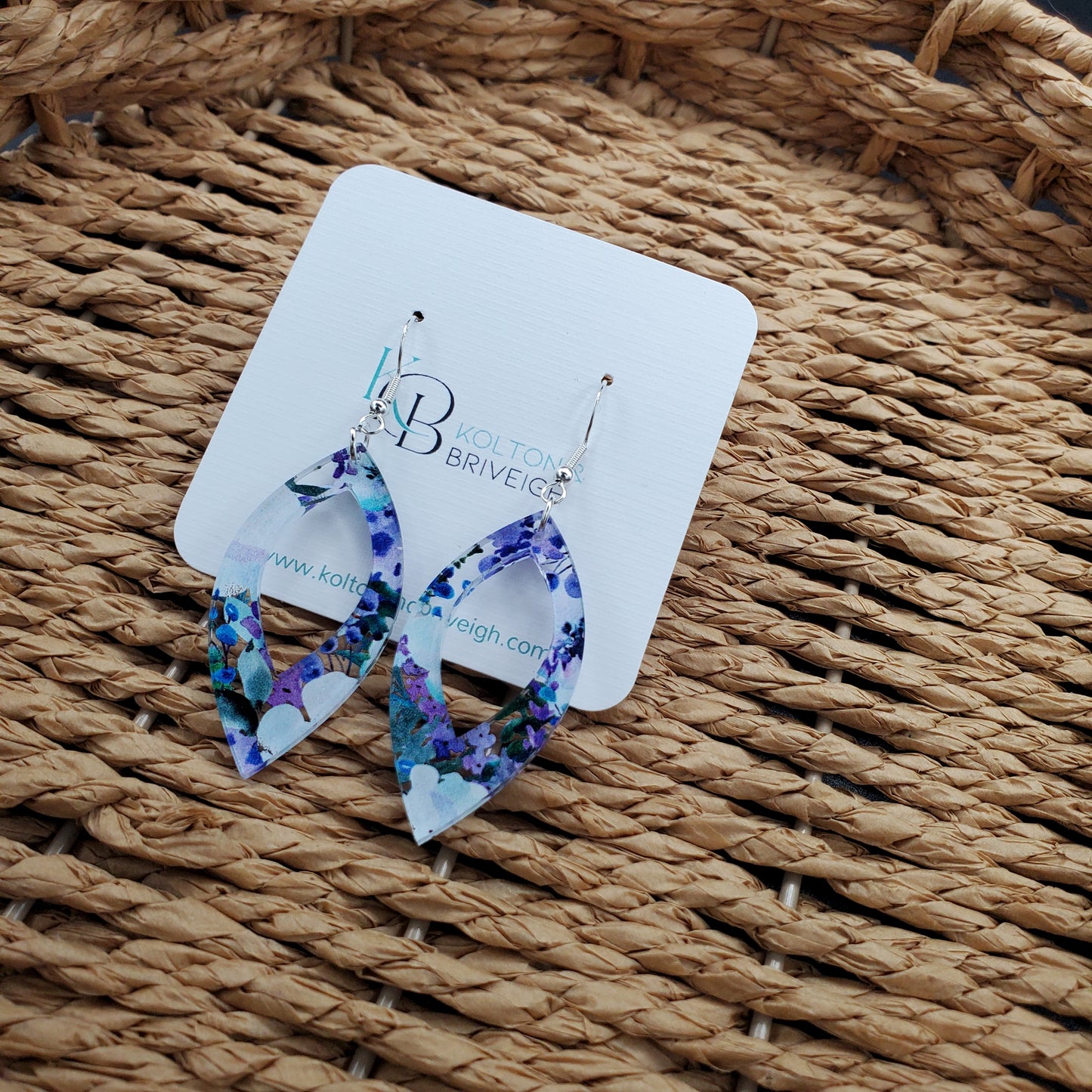 Purple Floral Marquis Earrings