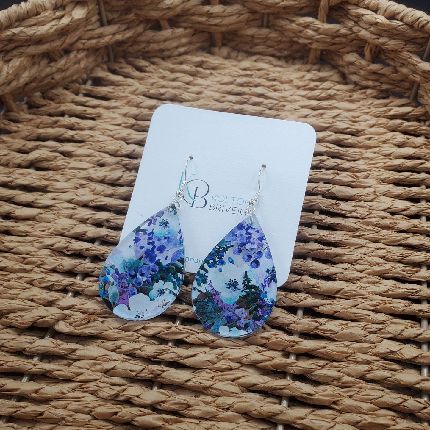 Purple Floral Teardrop Earrings