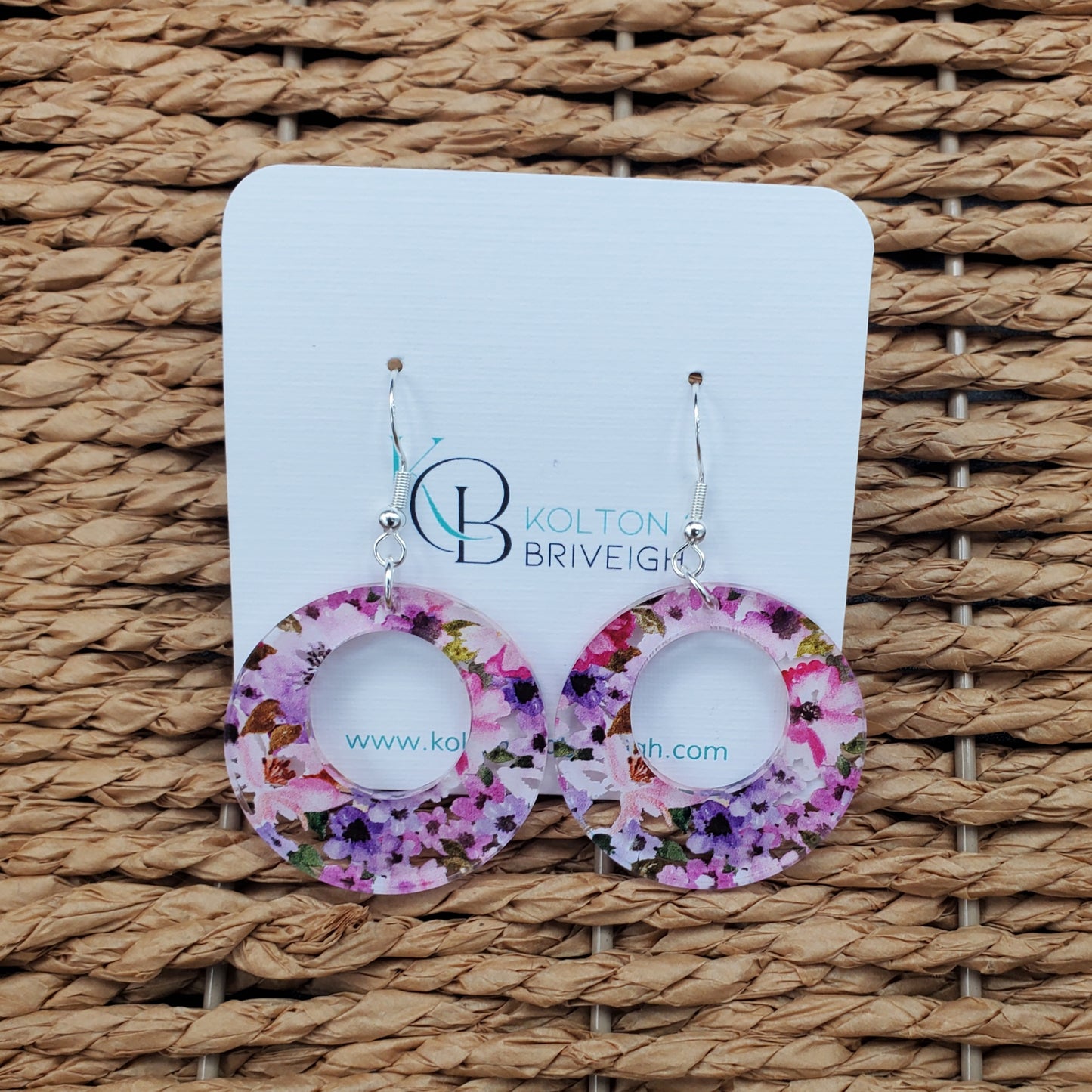Pink and Purple Floral Boho Hoop Earrings