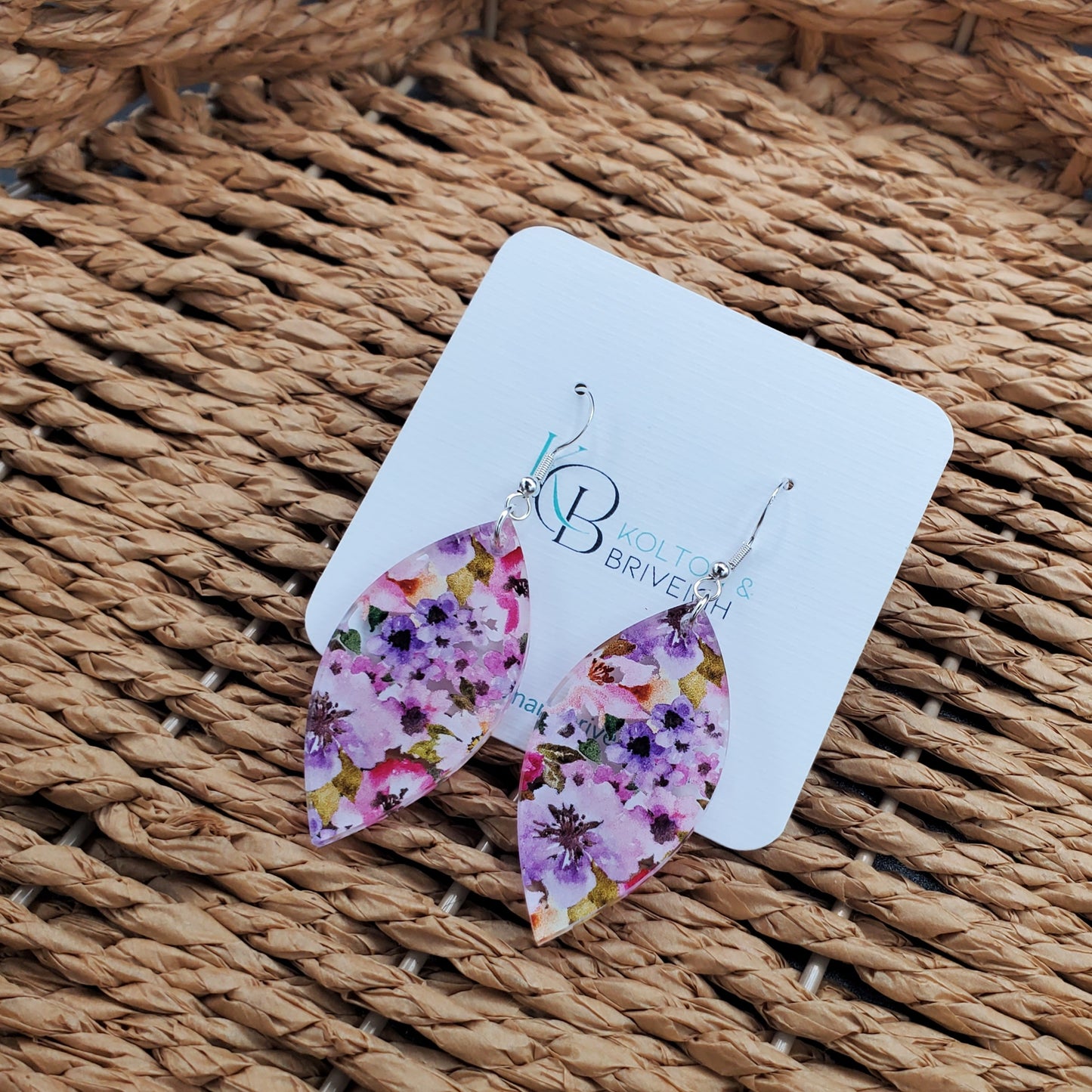 Pink and Purple Floral Marquis Earrings