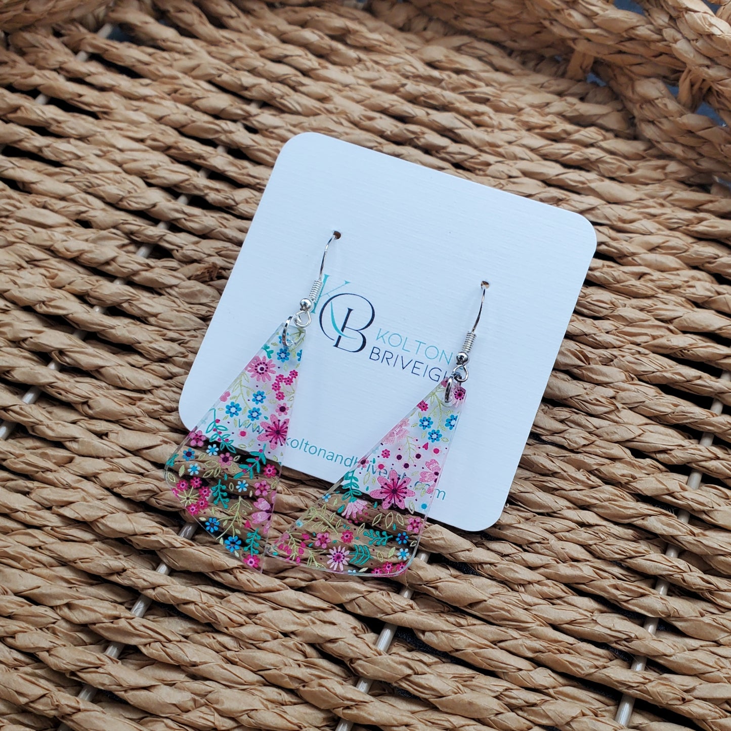 Petite Floral Elongated Triangle Earrings