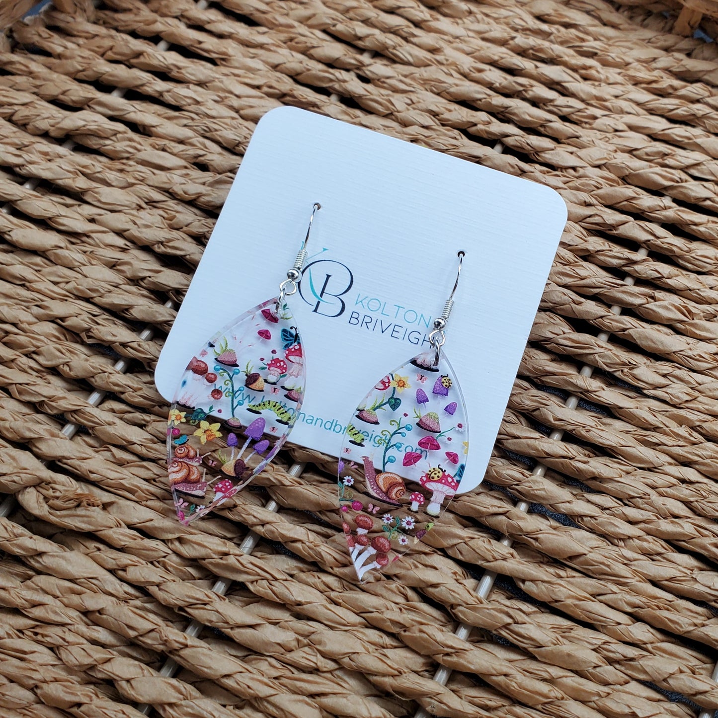 Snails and Mushrooms Marquis Earrings