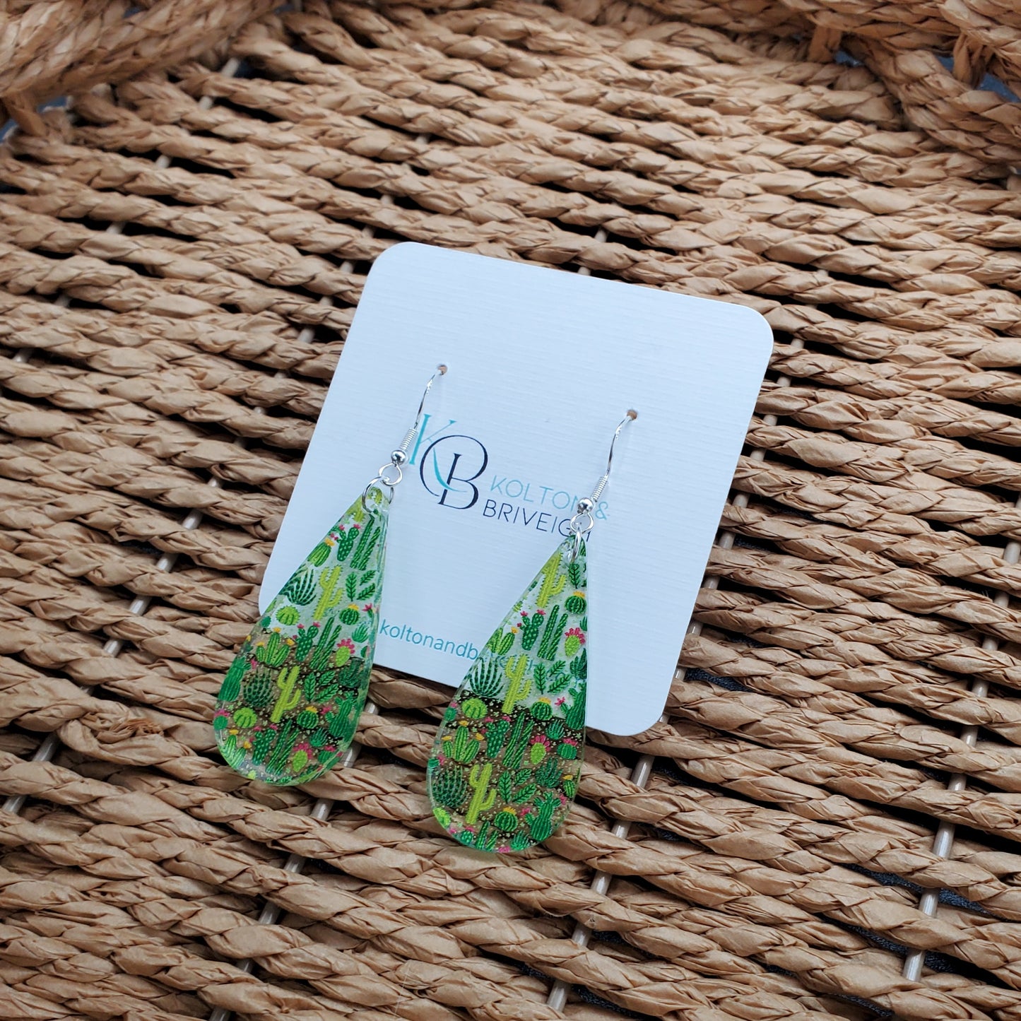 Cactus Long Teardrop Earrings