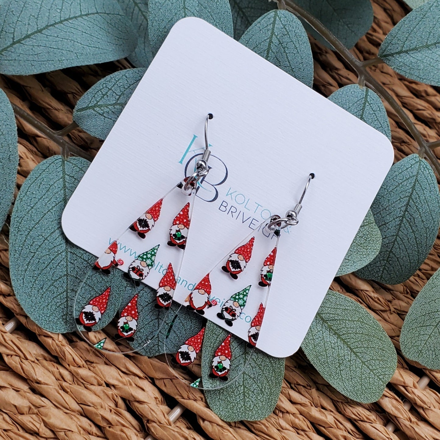 Christmas Gnome Long Teardrop Earrings