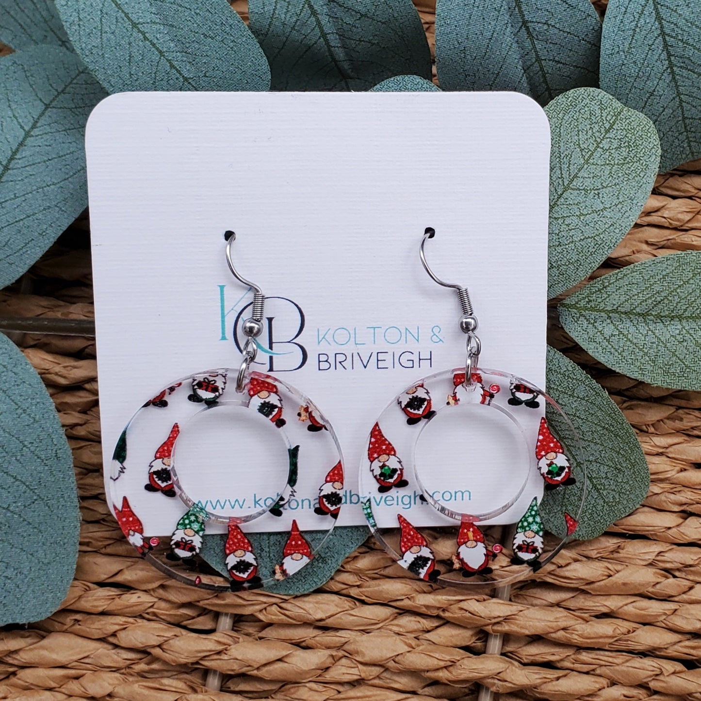 Christmas Gnome Boho Circle Earrings