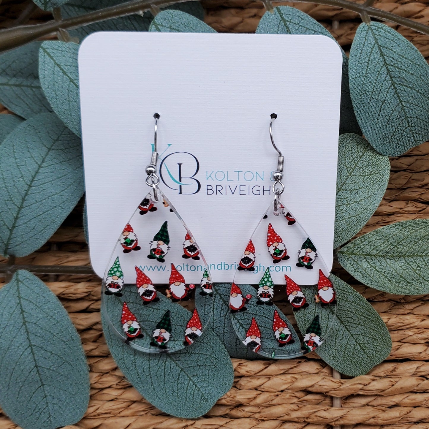 Christmas Gnome Teardrop Earrings
