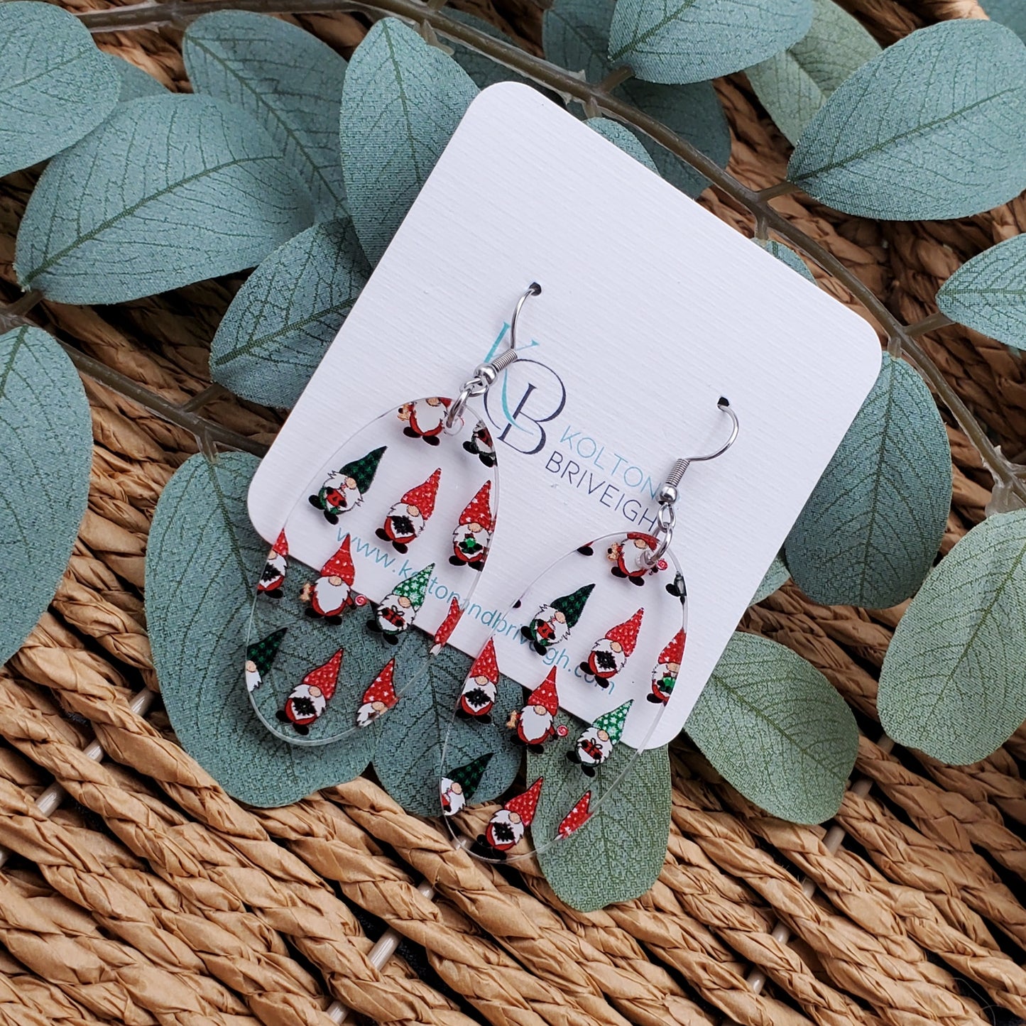 Christmas Gnome Oval Earrings