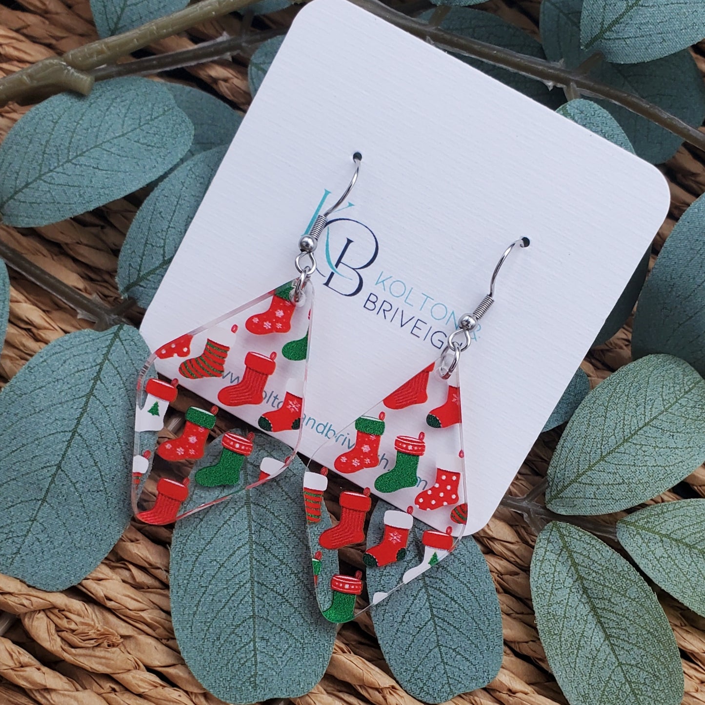 Christmas Stocking Rounded Diamond Earrings