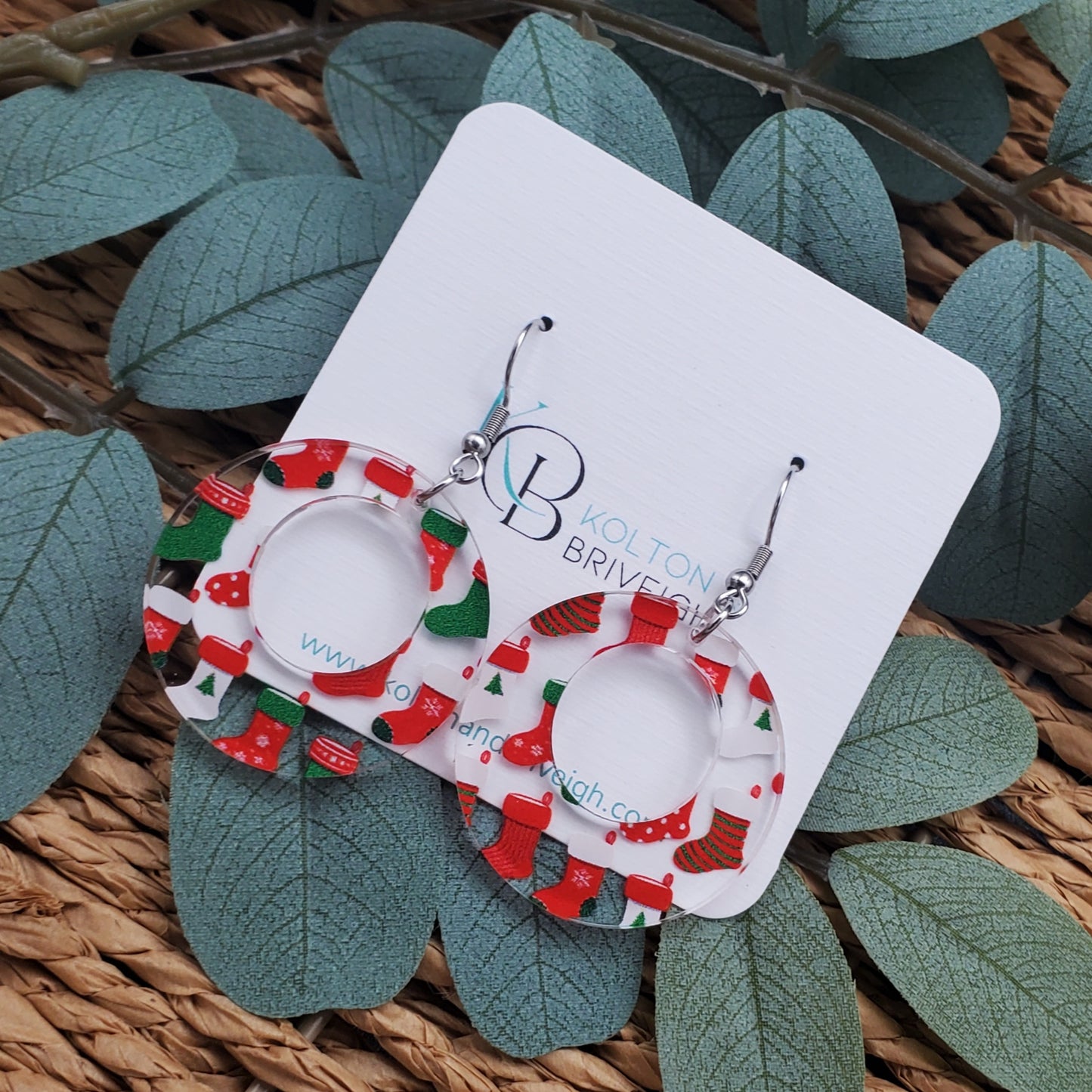 Christmas Stocking Boho Circle Earrings