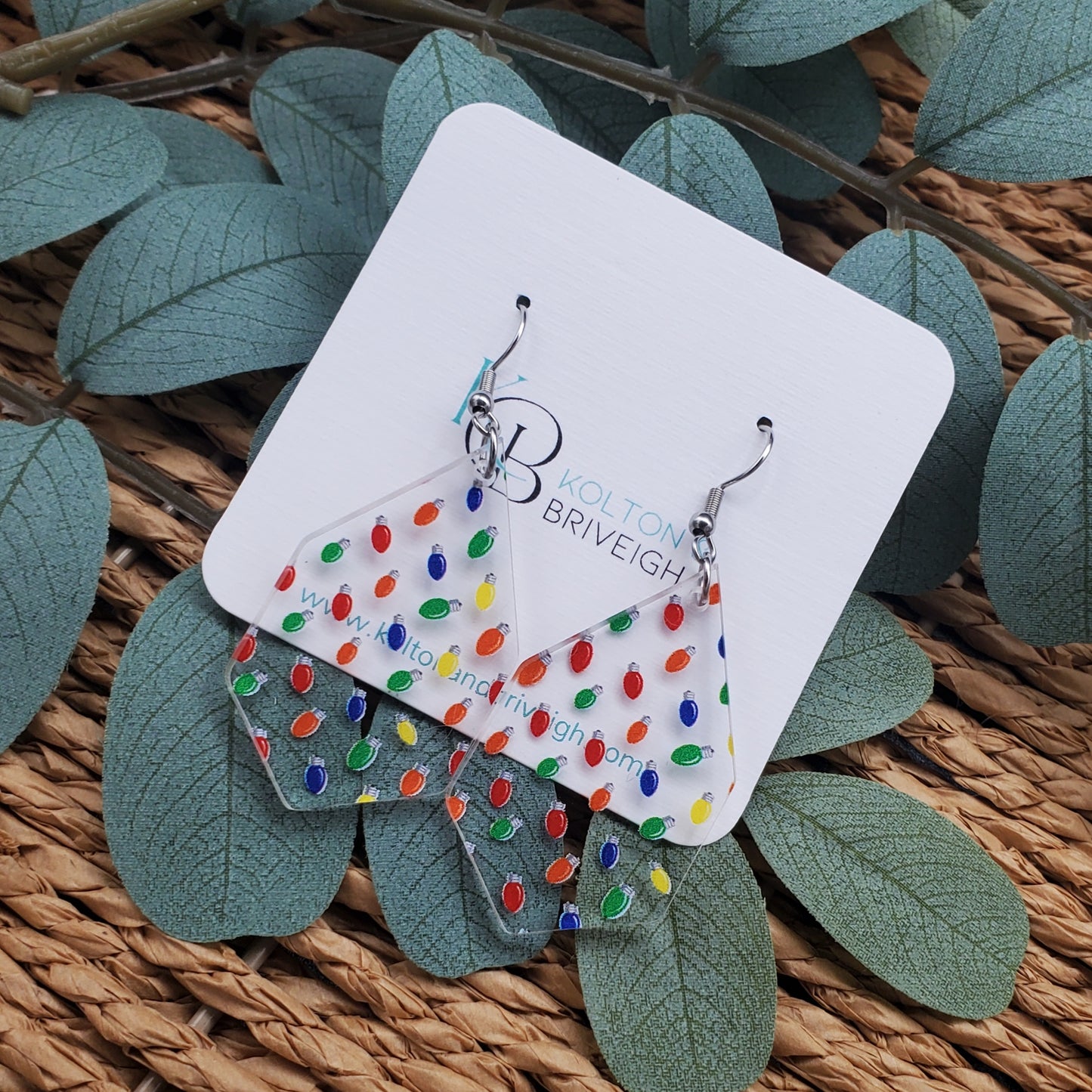 Christmas Lights Long Hexagon Earrings