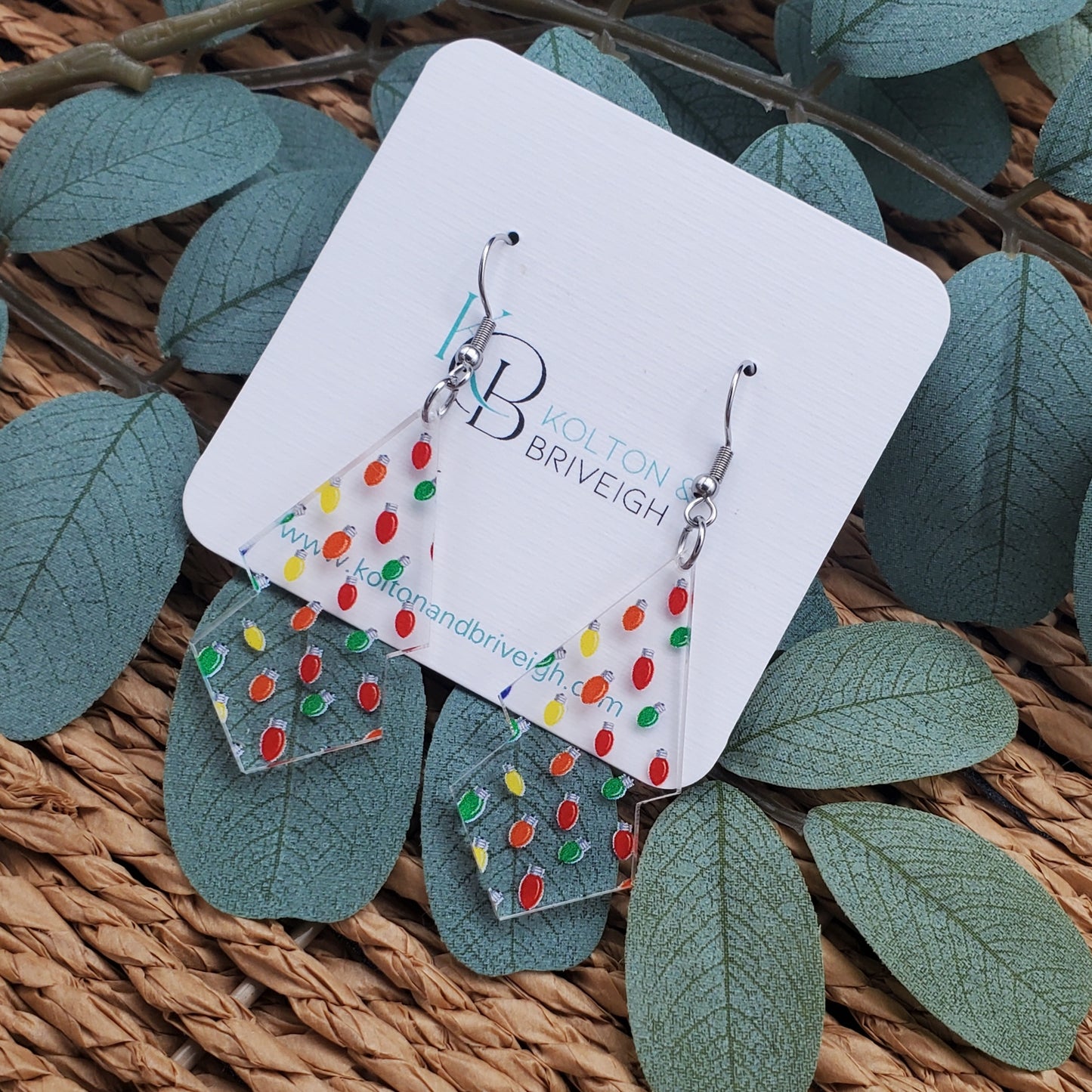 Christmas Lights Long Double Kite Earrings