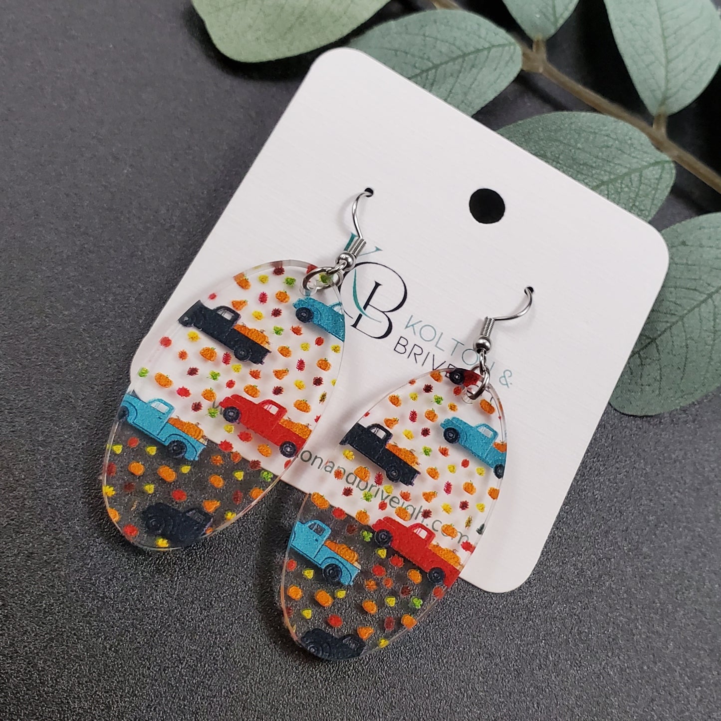 Pumpkin Truck Oval Earrings