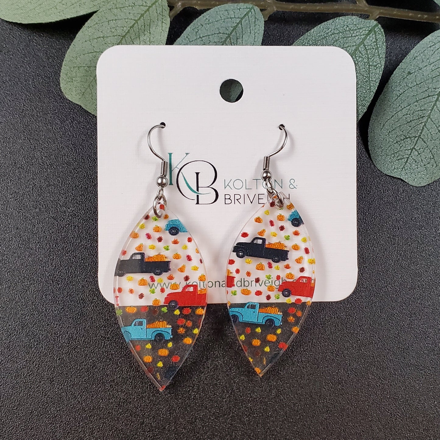Pumpkin Truck Marquis Earrings