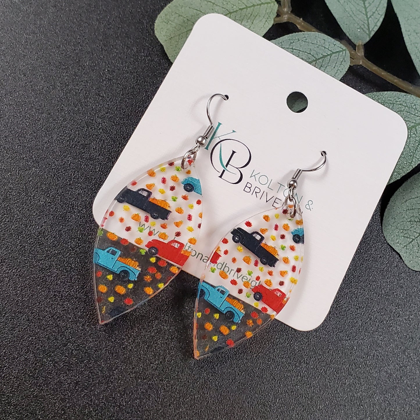 Pumpkin Truck Marquis Earrings