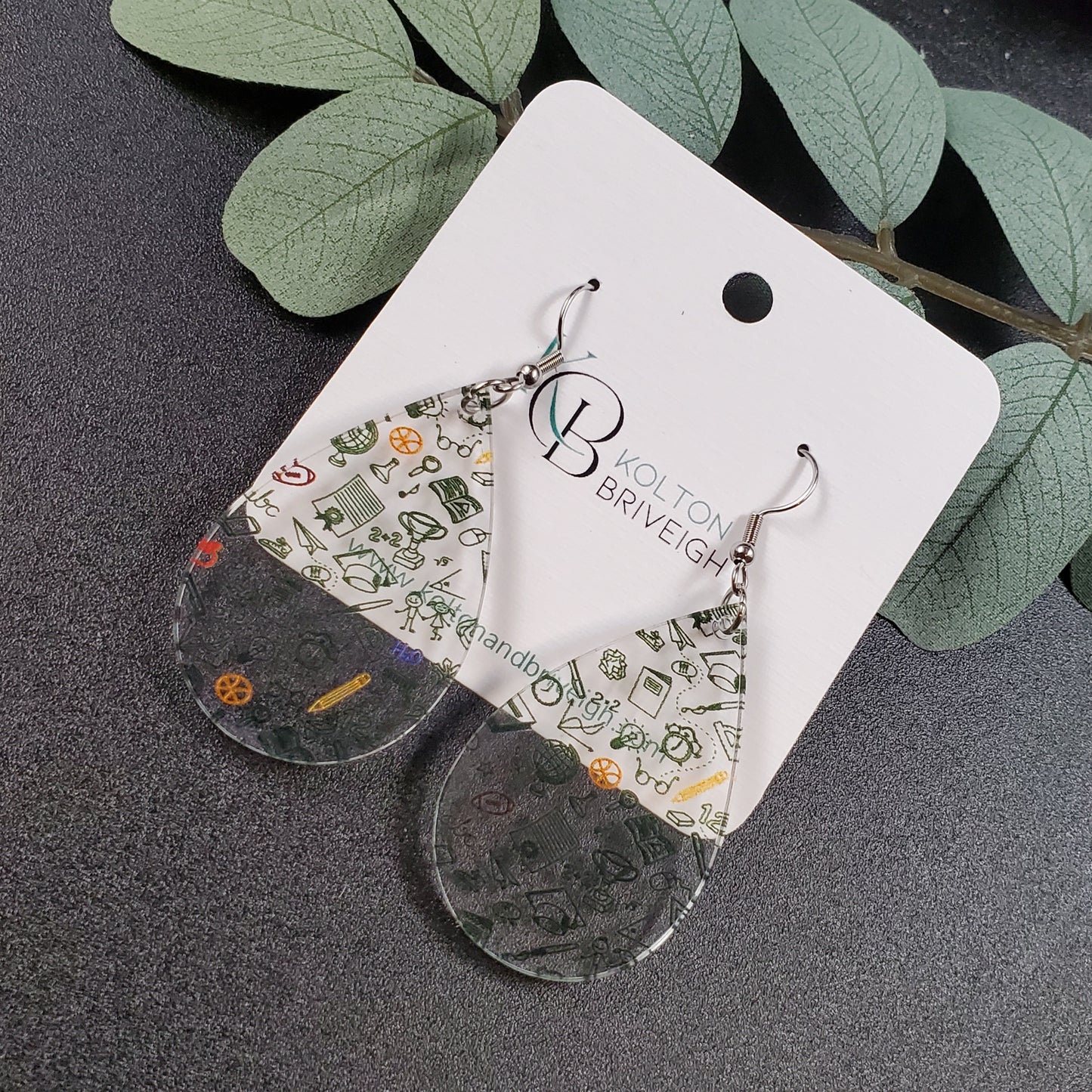 Teacher Chalkboard Teardrop Earrings