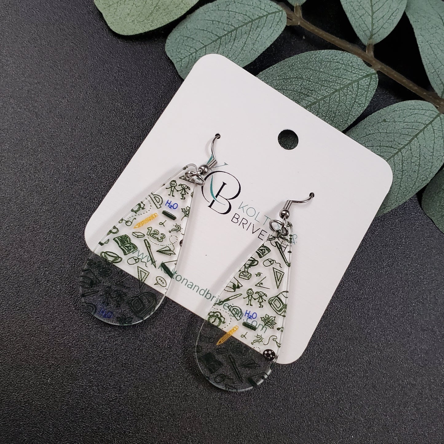 Teacher Chalkboard Long Teardrop Earrings