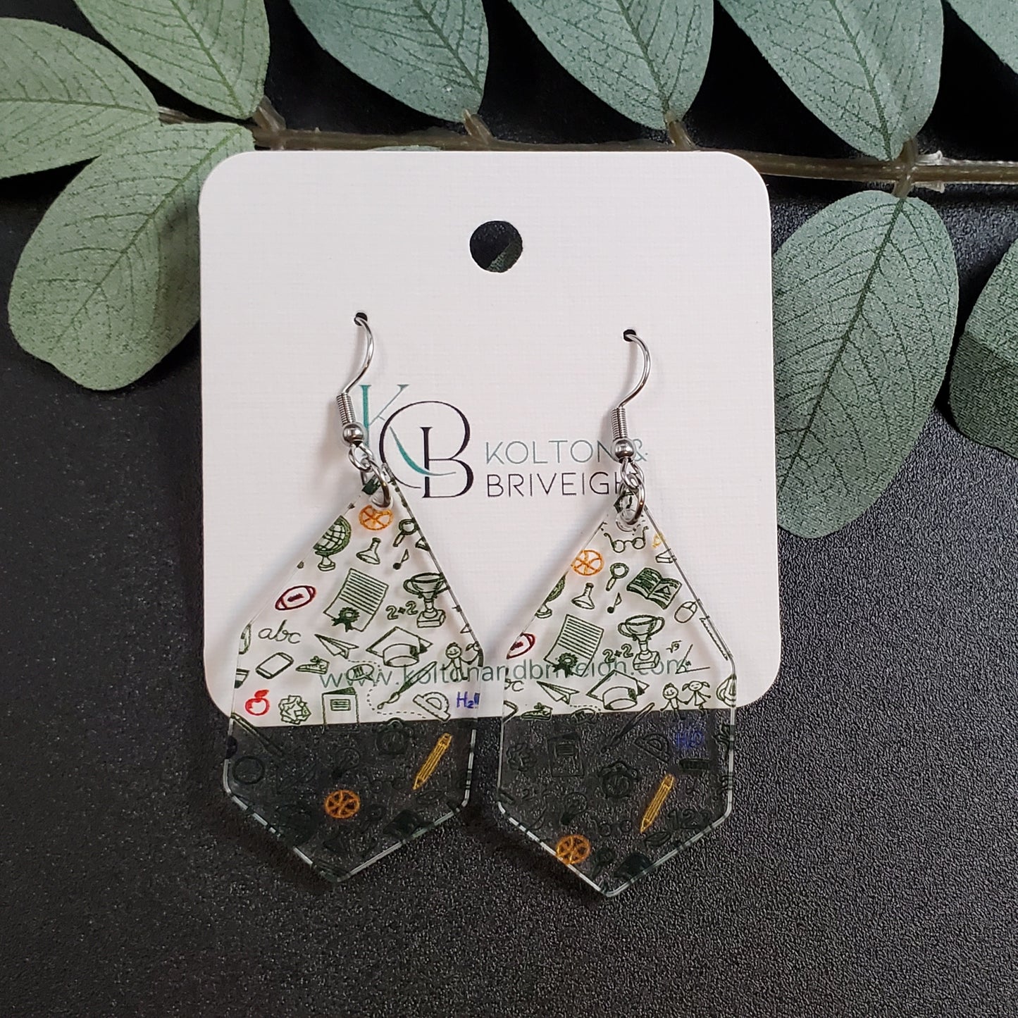 Teacher Chalkboard Hexagon Earrings