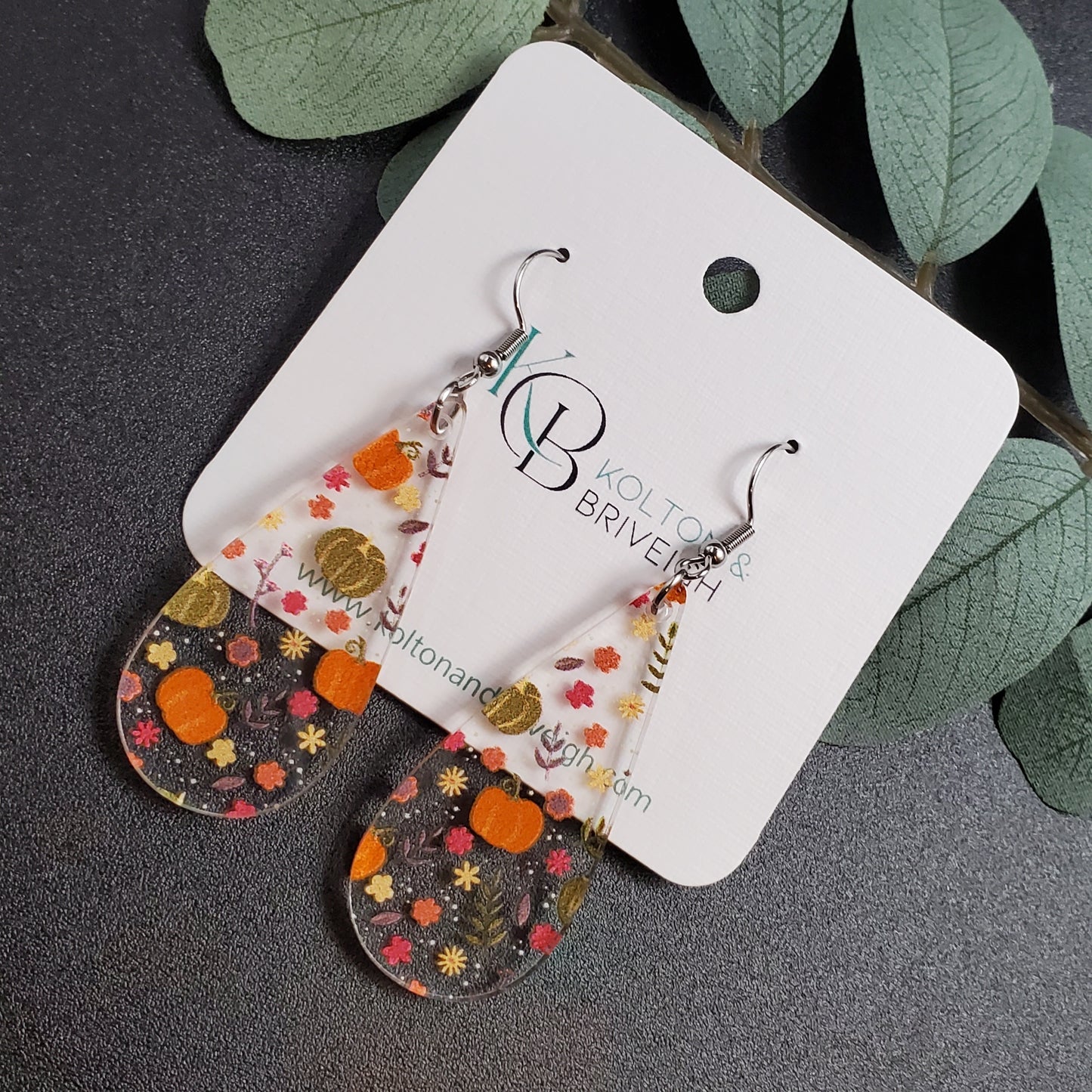 Fall Foliage Long Teardrop Earrings