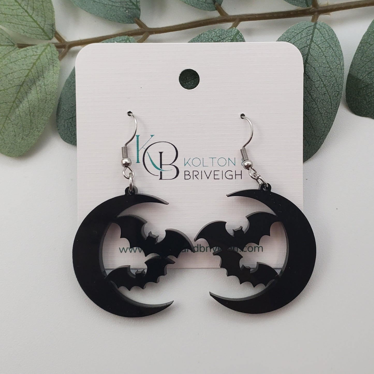 Moon and Bat Earrings