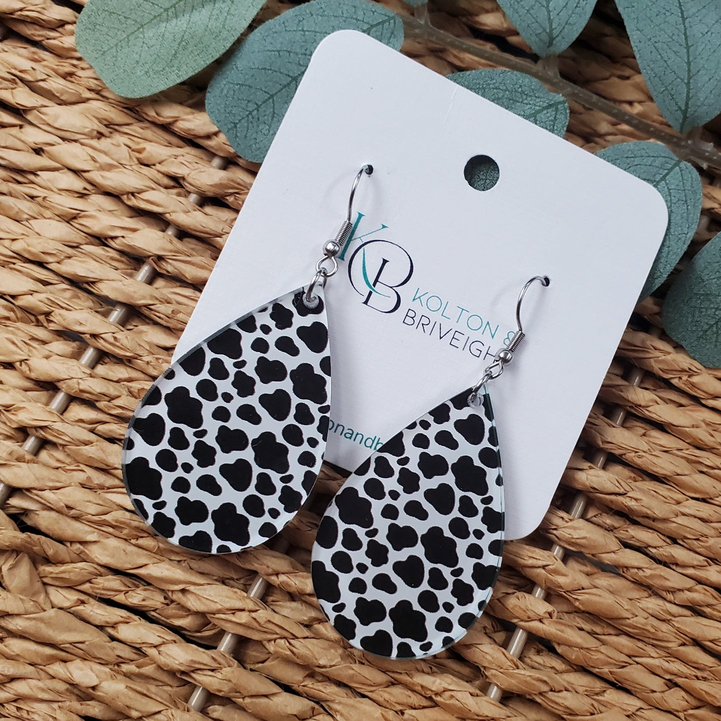 Cow Print Teardrop Earrings