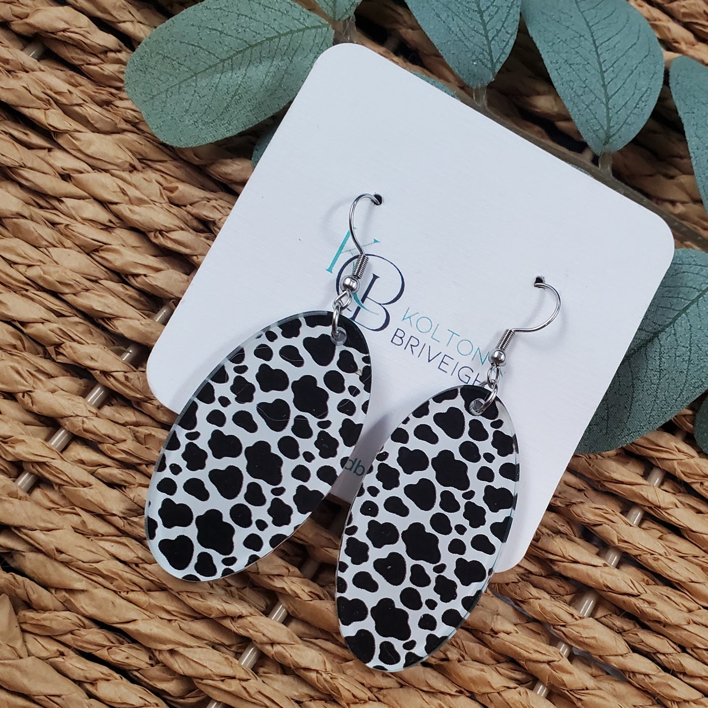 Cow Print Earrings Oval