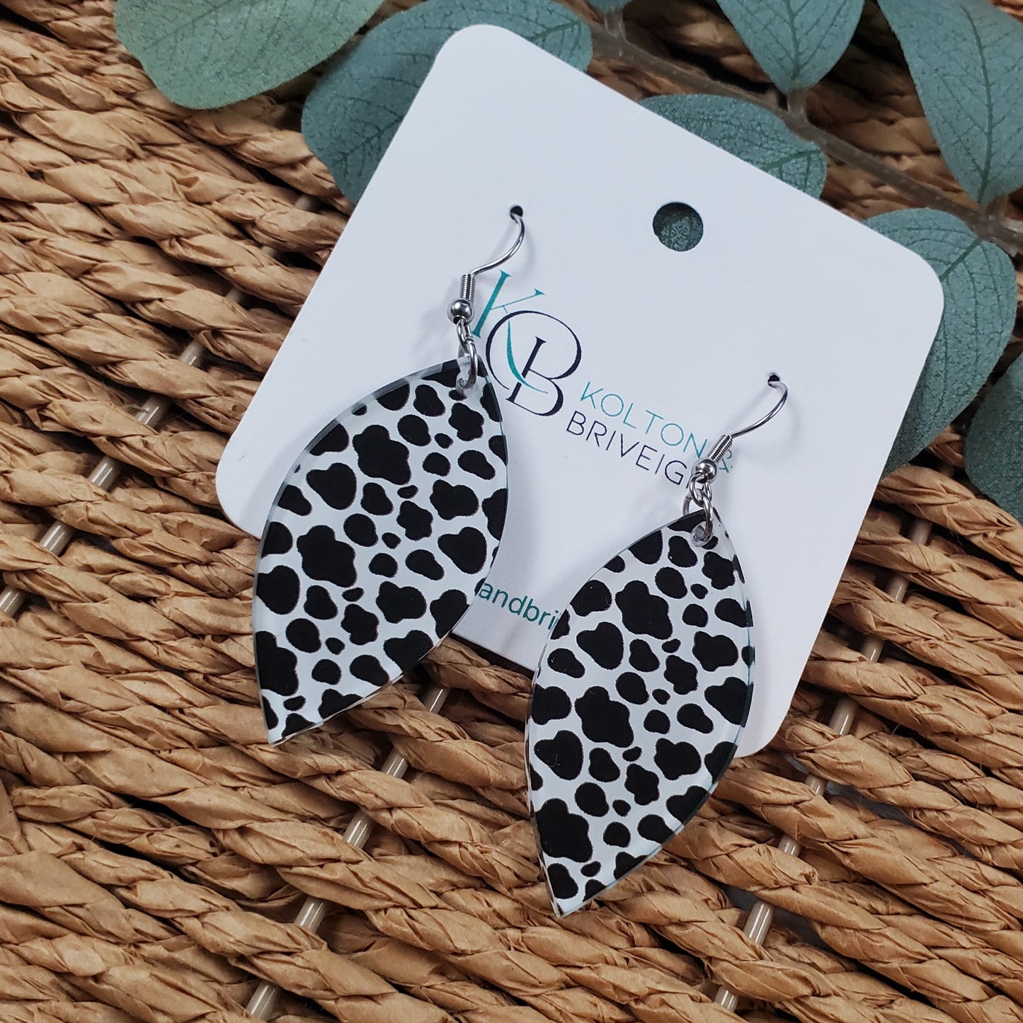 Cow Pattern Marquis Earrings