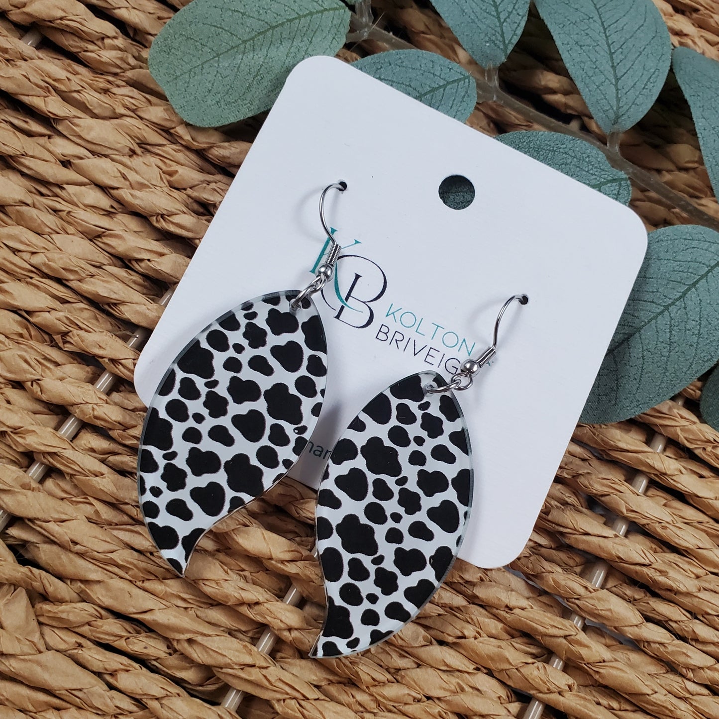 Cow Print Petal Earrings