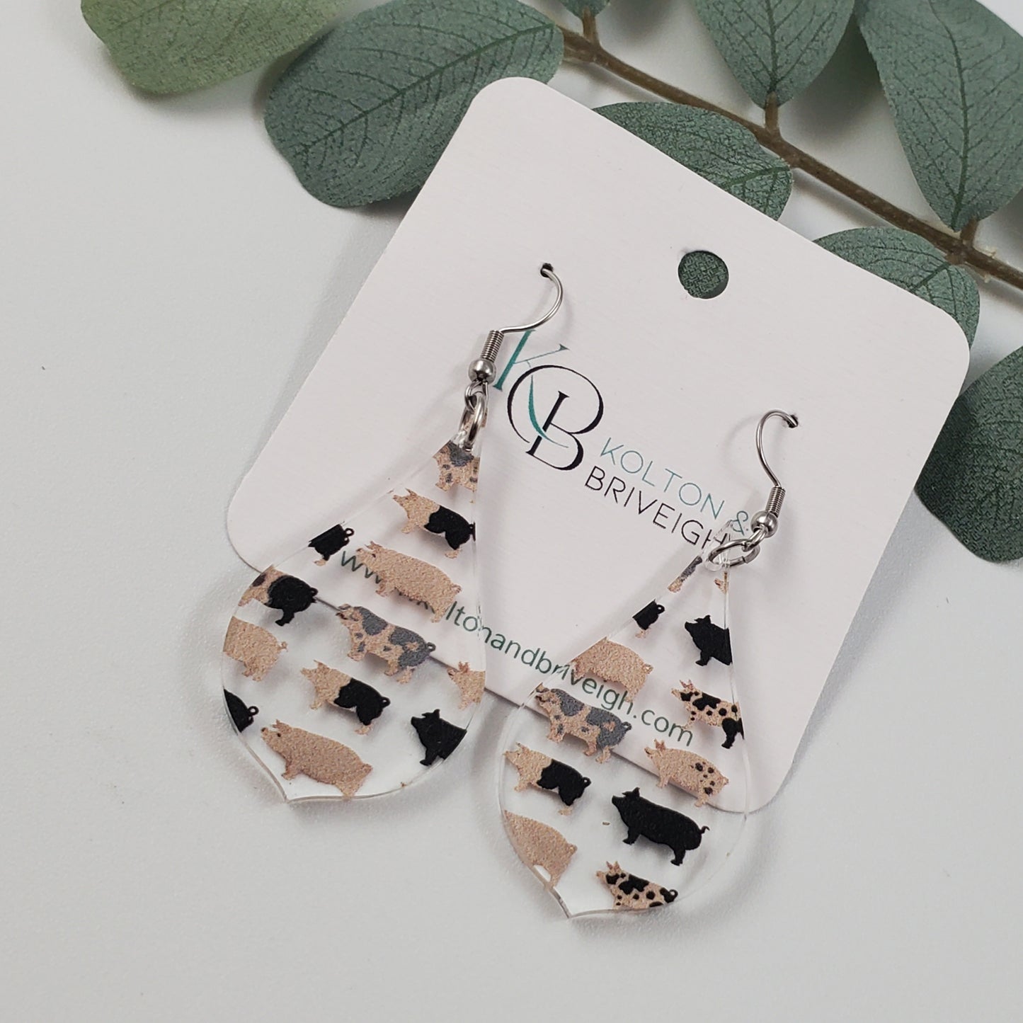 Pig Pointed Pear Earrings