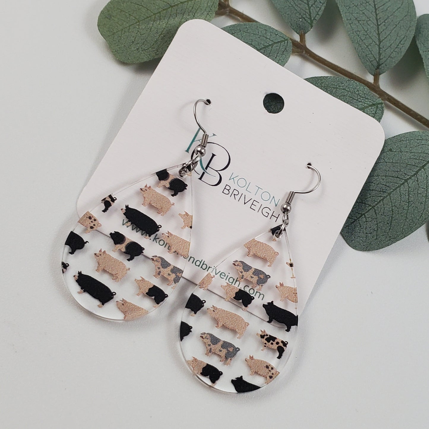 Pig Teardrop Earrings