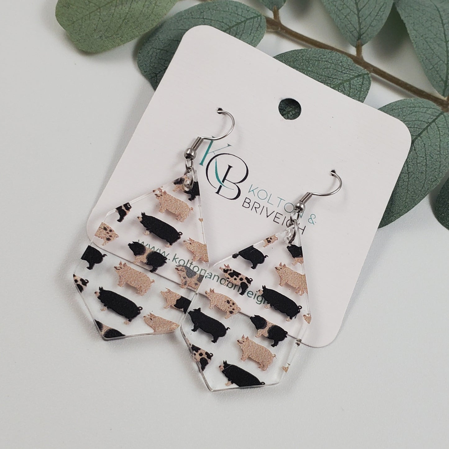 Pig Hexagon Earrings