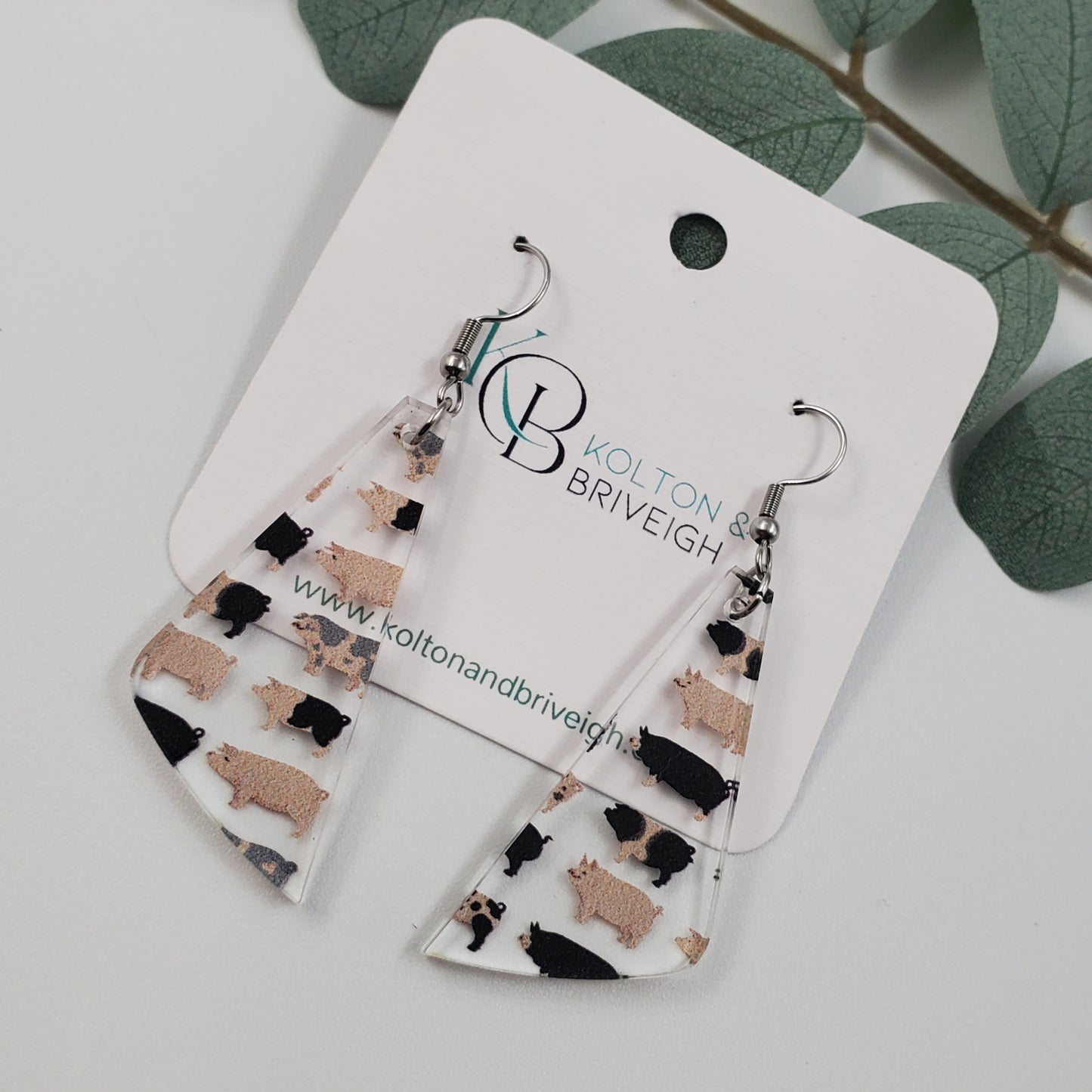 Pig Elongated Triangle Earrings