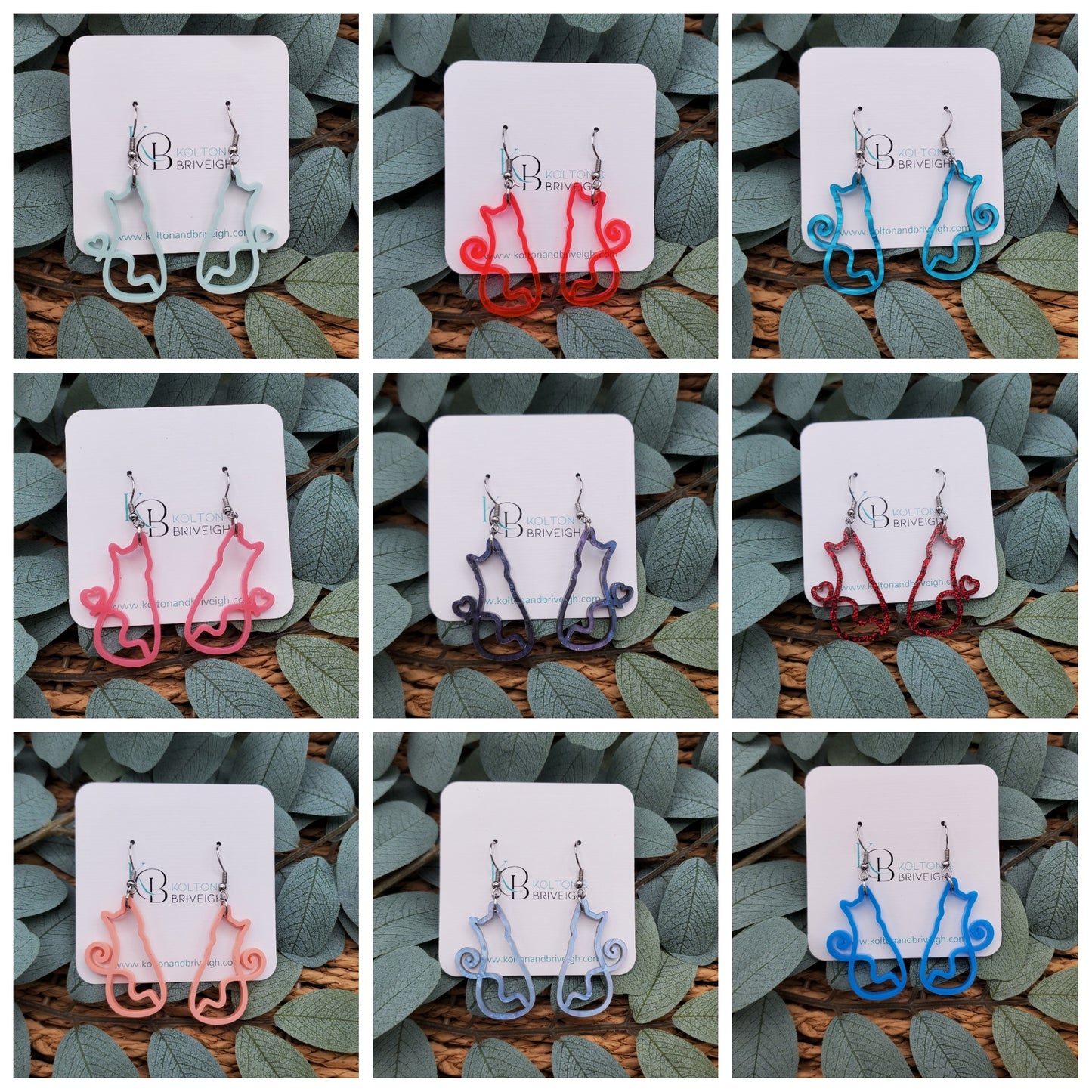 Cat Earrings Various Colors