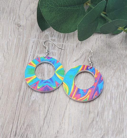Tie Dye Rainbow Earrings