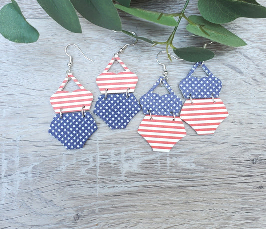 Patriotic Two Piece Bathing Suit Earrings