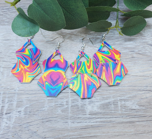 Tie Dye Bathing Suit Earrings