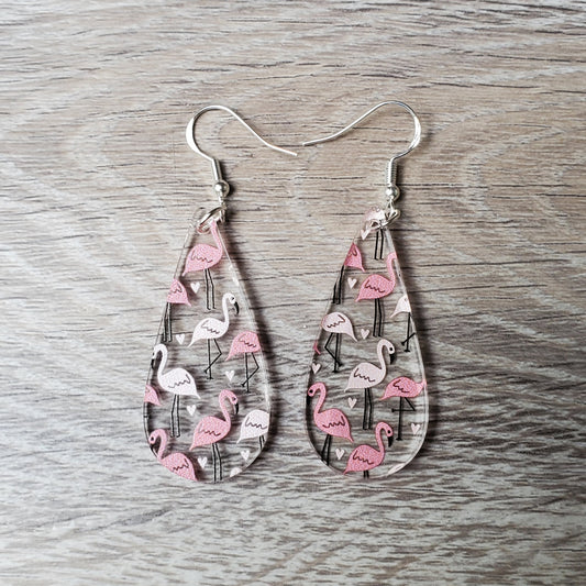 Flamingo Long Teardrop Earrings