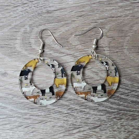 Cow Boho Hoop Earrings